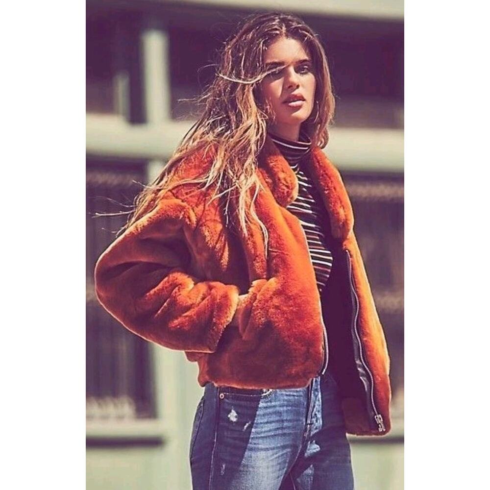 Free People Furry Bomber Jacket